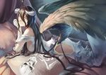  albedo avamone black_hair bones demon dress horns long_hair overlord skull wings yellow_eyes 