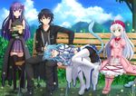  animal_ears boots catgirl crossover glasses grass group infinite_stratos kazenokaze lolita_fashion male original orimura_ichika park pointed_ears restia sarashiki_kanzashi seirei_tsukai_no_blade_dance tail thighhighs 