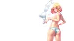  ass blonde_hair bra brown_eyes kangoku_gakuen midorikawa_hana one3four! panties short_hair sideboob striped_panties topless underwear white 