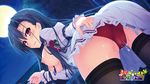  ass black_hair blush breasts cameltoe hinata_nao long_hair moon moonstone_cherry night nipples no_bra ojou-sama_to_himitsu_no_otome open_shirt panties pussy_juice saionji_saya seifuku skirt skirt_lift thighhighs underwear 