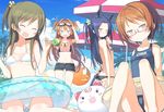  animal_ears ball barefoot beach bikini blonde_hair blue_eyes blue_hair breasts cleavage flowers glasses goggles group houjou_hibiki kurokawa_ellen long_hair minamino_kanade navel orange_eyes orange_hair precure ribbons school_swimsuit shirabe_ako short_hair suite_precure swim_ring swimsuit tail tree umbrella yuguru 