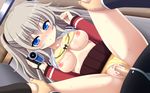  aqua_eyes blush bra breasts camera censored charlotte cum gray_hair naze nipples panties penis seifuku sex socks tomori_nao twintails underwear 