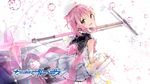  anmi dress houkago_no_pleiades pink_hair short_hair subaru_(houkago_no_pleiades) thighhighs weapon 
