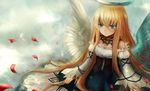  angel blonde_hair choker dress halo long_hair maho_moco petals touhou wings 