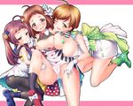  ass boots breasts brown_hair cameltoe dress harumi_kajika harumi_sawara harumi_shinju long_hair nipples no_bra open_shirt orange_hair panties pantyhose purple_hair sasachin short_hair tokyo_7th_sisters twintails underwear wink yellow_eyes 