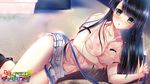  black_eyes black_hair blush breast_hold himawari_to_koi_no_kioku long_hair minamihama_yoriko nipples no_bra panties see_through seifuku tsukinoura_ai underwear wet 