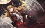  blonde_hair boots elbow_gloves long_hair moon newnand red_eyes thighhighs wings 