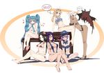  aatrox_(league_of_legends) barefoot bba_biao bikini breasts cleavage dark_skin ezreal_(league_of_legends) genderswap goggles group hat irelia league_of_legends leblanc_(league_of_legends) long_hair music navel pointed_ears police sona_buvelle swimsuit twintails vi_(league_of_legends) wings 