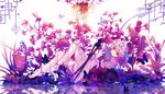  barefoot butterfly dead_line dress fan flowers hat katana pink_hair purple_eyes saigyouji_yuyuko sword touhou weapon 