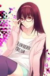  adjusting_eyewear bad_id bad_pixiv_id fuuchouin_kazuki getbackers glasses hairband highres hirai_chika long_hair male_focus otoko_no_ko solo thighhighs very_long_hair 