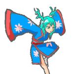  blue_hair female green_eyes japanese_clothes kimono lowres sashiromiya_sasha touhou yukata 