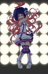  ahoge android bad_id bad_pixiv_id boots dress gloves highres kansou_samehada long_hair red_eyes red_hair robot_joints sf-a2_miki socks solo striped thighhighs very_long_hair vocaloid 
