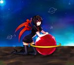  bad_id bad_pixiv_id black_hair boots high_heels houjuu_nue nr_(cmnrr) planet red_eyes shoes short_hair solo star thigh_boots thighhighs touhou ufo wings zettai_ryouiki 