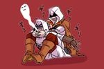  altair altair_ibn_la-ahad assassin&#039;s_creed assassin&#039;s_creed_ii assassin's_creed assassin's_creed_(series) assassin's_creed_ii cape ezio_auditore_da_firenze gloves hood smile straddle straddling time_paradox 