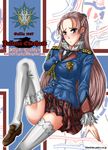  1girl blue_eyes breasts earrings female himeshima jewelry long_hair military military_uniform miniskirt necktie pink_hair senjou_no_valkyria senjou_no_valkyria_2 sitting skirt solo thigh-highs thighhighs uniform very_long_hair yuliana_eberhart 