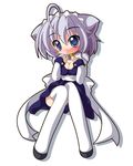  animal_ears bad_id bad_pixiv_id blush chibi dog_ears hairband izayoi_sakuya kemonomimi_mode shinjitsu short_hair silver_hair solo thighhighs touhou 