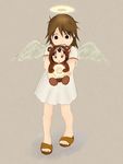  angel_wings bear brown_hair crossover es_(pixiv295215) haibane_renmei halo iwakura_lain multiple_girls rakka sailor_collar sandals serial_experiments_lain short_hair static_cling wings 