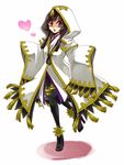  1girl aya_gozen black_hair boots female full_body gi_(pixiv446835) heart high_heels hood long_hair purple_eyes robe sengoku_musou sengoku_musou_3 solo violet_eyes white_background 