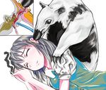  anatomy anteater baku_(creature) closed_eyes cross-section ear_licking earjob eustachian_tube konpaku_youmu licking pain ribbon rukka silver_hair sleeping tongue touhou what 