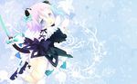  animal_ears blue_eyes blush bow catgirl chrona dress flowers gloves purple_hair ribbons sakurazawa_izumi short_hair soul_eater tail tears 