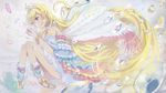  aikatsu! blonde_hair bubbles dress hoshimiya_ichigo long_hair nasuno_chiyo red_eyes wings 