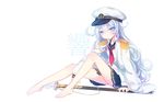  barefoot blue_eyes cosplay emia_wang hat hibiki_(kancolle) kantai_collection katana seifuku skirt sword uniform weapon 