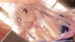  blush braids breasts brown_eyes censored chrono_clock game_cg japanese_clothes kimono koku kuro_(chrono_clock) long_hair nipples penis purple_software tsukimori_hiro wet white_hair 