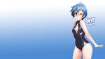  blue blue_hair blush breasts cleavage gradient kamishiro_sui short_hair swimsuit tera_zip tokyo_7th_sisters wink 