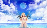  bicolored_eyes blonde_hair clouds daiaru long_hair moon navel original panties sky underwear water 