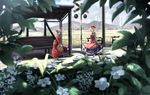  2girls aki_minoriko aki_shizuha blonde_hair flowers hat landscape leaves ryosios scenic short_hair skirt touhou 