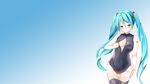  aqua_eyes aqua_hair blue blush breasts cleavage gradient hatsune_miku long_hair photoshop shizuka_(deatennsi) tattoo thighhighs twintails vocaloid 