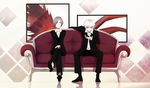  bicolored_eyes gray_hair kaneki_ken kirishima_touka levi9452 male mask shirt short_hair suit tokyo_ghoul white_hair 