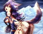  animal_ears ass fang granblue_fantasy long_hair no_bra nopan purple_hair sukemyon tail tattoo underboob 