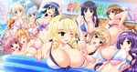  bikini blush breasts cleavage game_cg group honoo_no_haramase_motto!_hatsuiku!_karada_sokutei_2 squeez swimsuit tagme_(character) wink yuibi 