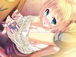  akaza blonde_hair blue_eyes blush breast_grab breasts change!_~ano_musume_ni_natte_kunkun_peropero~ cleavage game_cg kinumura_ui tagme 