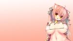  animal_ears bell bikini_top catgirl gradient long_hair original pink_hair ribbons shia_(syroh) syroh underboob yellow_eyes 