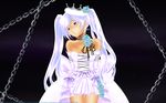  black blue_hair chain crown dress flowers long_hair pandora_hearts purple_eyes rose signed tagme twintails watermark 