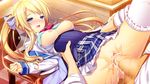  blonde_hair blue_eyes blush breasts censored cum game_cg harvest_overray jpeg_artifacts long_hair mikami_riria nipples nironiro nopan penis ribbons seifuku sex tears thighhighs twintails 