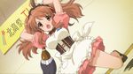  apron asahina_mikuru blush bow brown_eyes game_cg headdress long_hair maid orange_hair ribbons suzumiya_haruhi_no_tsuisou suzumiya_haruhi_no_yuutsu twintails 