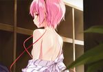  breasts japanese_clothes ke-ta komeiji_satori no_bra pink_hair scan short_hair touhou undressing yukata 