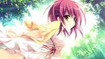  blush dress game_cg inugami_kira kashiwabara_mii majo_koi_nikki qoobrand red_hair short_hair yellow_eyes 