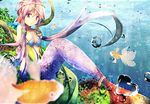  animal bikini_top breasts bubbles cleavage fish kagayan1096 long_hair mermaid purple_eyes purple_hair twintails underwater vocaloid voiceroid water yuzuki_yukari 