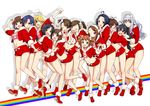  akizuki_ritsuko amami_haruka christmas futami_ami futami_mami ganaha_hibiki group hagiwara_yukiho headband hoshii_miki idolmaster kikuchi_makoto kisaragi_chihaya long_hair minase_iori miura_azusa navel rainbow santa_costume shijou_takane short_hair shorts sumeragi_kohaku takatsuki_yayoi twins wink 