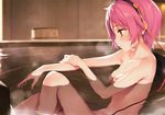  bath breasts headband ke-ta komeiji_satori nipples nude pink_hair red_eyes scan short_hair touhou water 