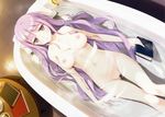  bath bathtub breasts ke-ta long_hair nipples nude patchouli_knowledge purple_hair scan touhou wet 