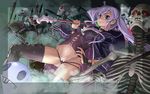  bones choker corset erect_nipples memento_(sennen_sensou_aigis) navel panties purple_hair pussy sasayuki sennen_sensou_aigis skull thighhighs twintails uncensored underwear weapon 