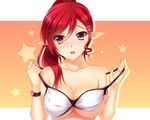 bikini blush breasts cleavage elsword erect_nipples kirara0831 long_hair pointed_ears red_hair rena_(elsword) swimsuit wet wristwear 