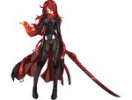  bodysuit cape elesis_(elsword) elsword long_hair red_eyes red_hair ress skintight sword transparent weapon 