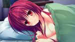  bed blush breasts chuablesoft game_cg long_hair lovera_bride red_eyes red_hair sakuranomori_misaki takano_yuki 