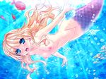  akagi_rio animal blonde_hair blue_eyes breasts bubbles fish game_cg long_hair mermaid nangoku_sakunyuu_milk_island_musume nipples photoshop pussy uncensored underwater water 